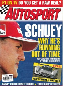 AUTOSPORT 1999 APR 22 - SCHUMACHER, MERCEDES-LEMANS,MONTOYA RIPS CART, FONTANA